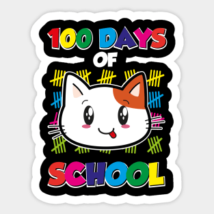 100 days of school Cute Cate Graphic Sticker